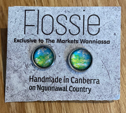 *Earrings Landscape Glass Dome Studs