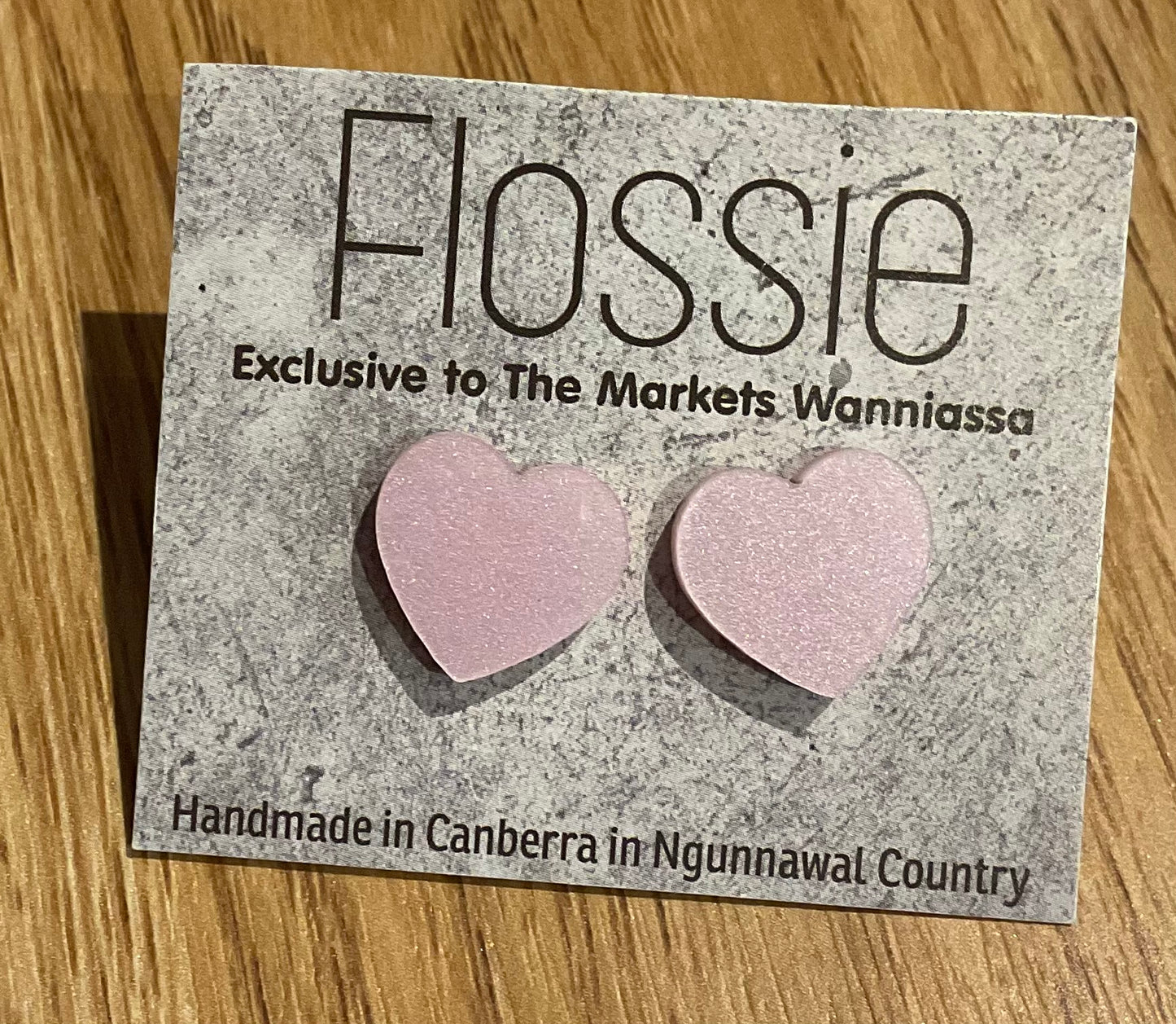 *Earrings Sheeny Pink Heart Studs