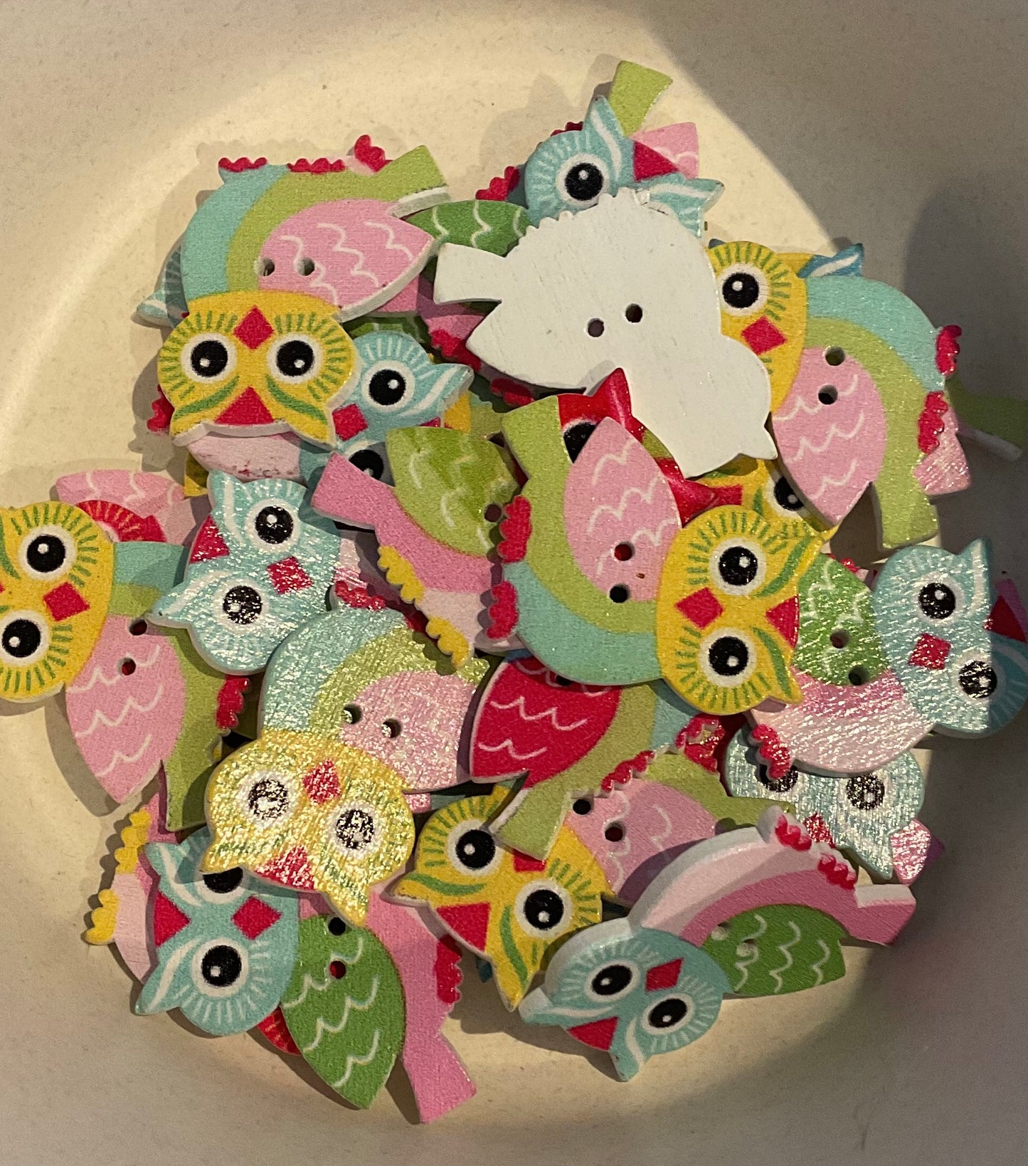 *Loose Buttons - Wooden Printed Owl