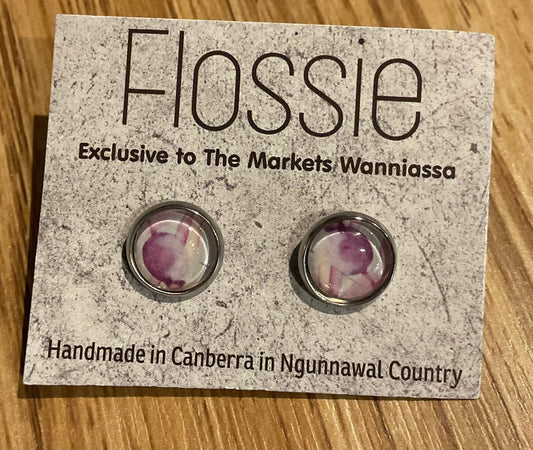 *Earrings Printed Glass Dome Studs
