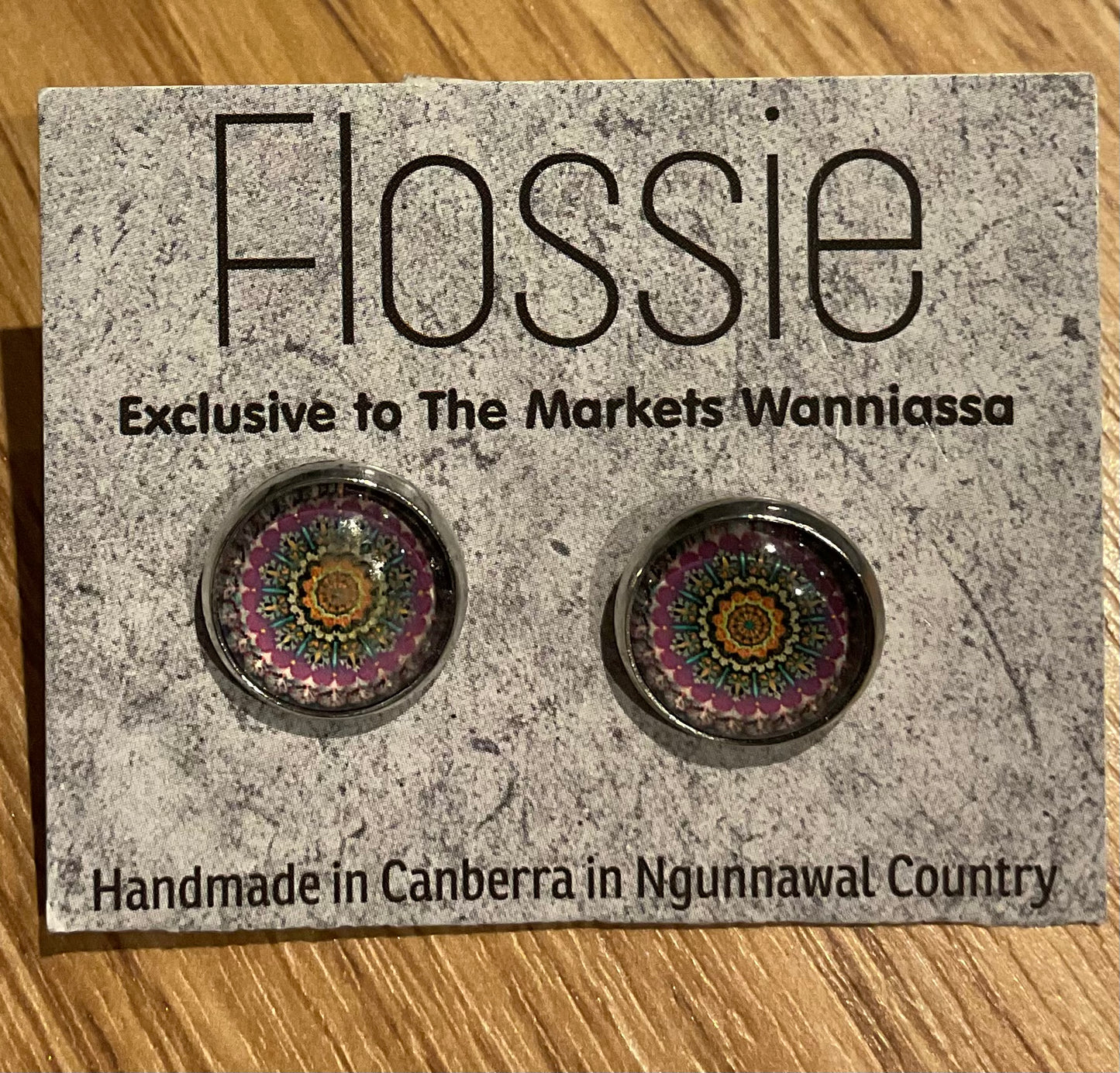 *Earrings Mandala Glass Studs