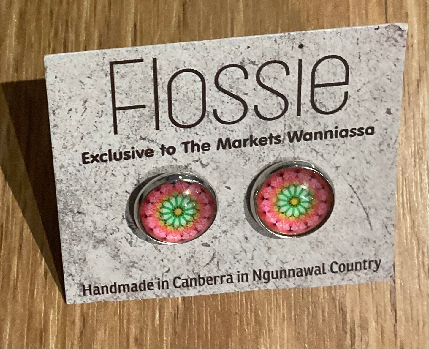 *Earrings Pink Mandala Glass Studs