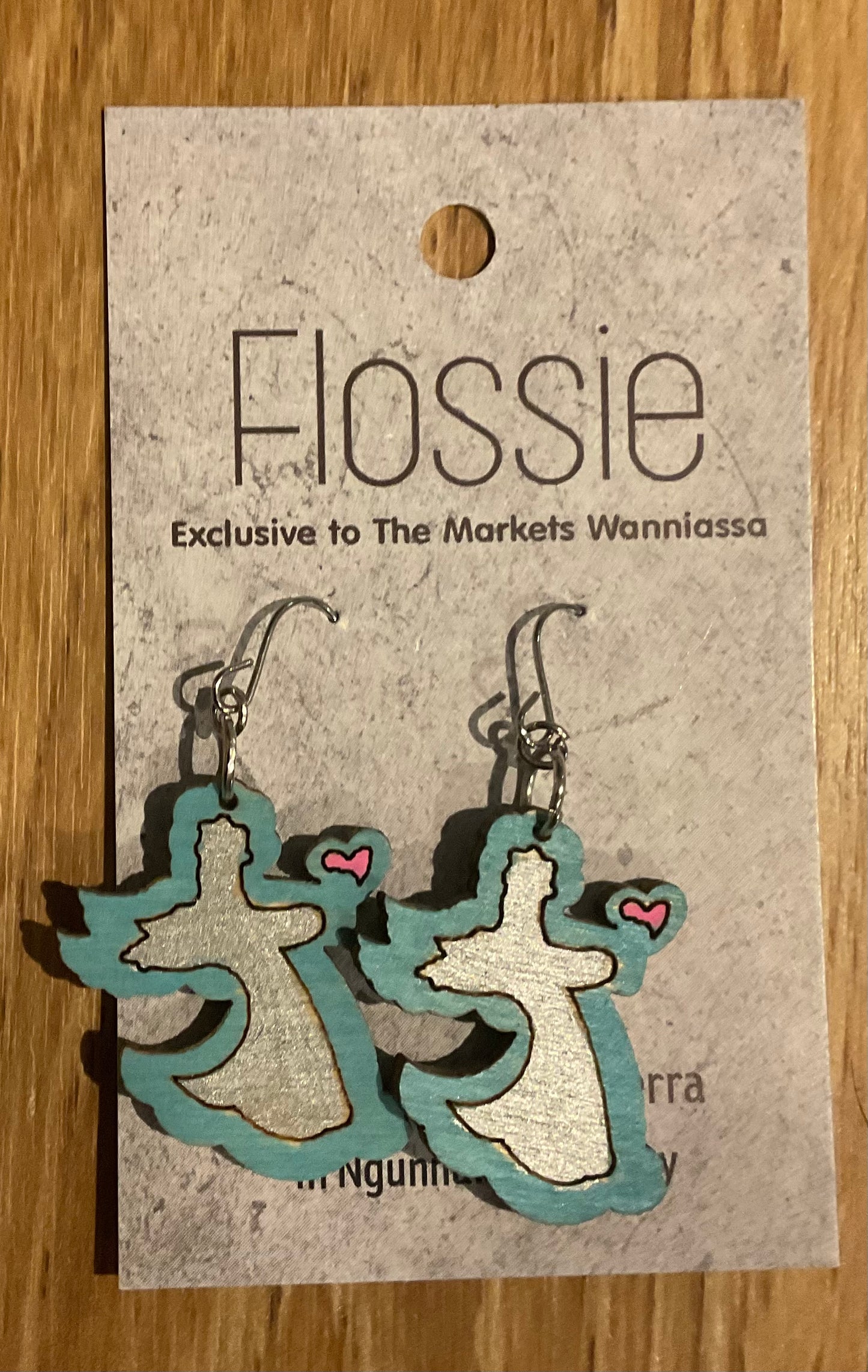 *Earrings Wooden Angel Dangles