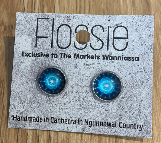 *Earrings Mandala Glass Dome Studs