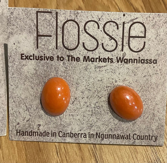 *Earrings Orange Oval Studs