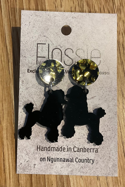 *Earrings Acrylic Black Poodle Dangles