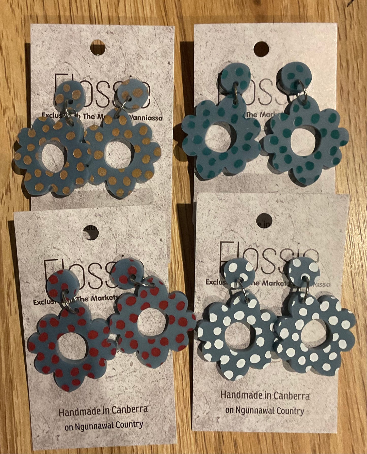 *Earrings Acrylic Hand Painted Flower Dangles