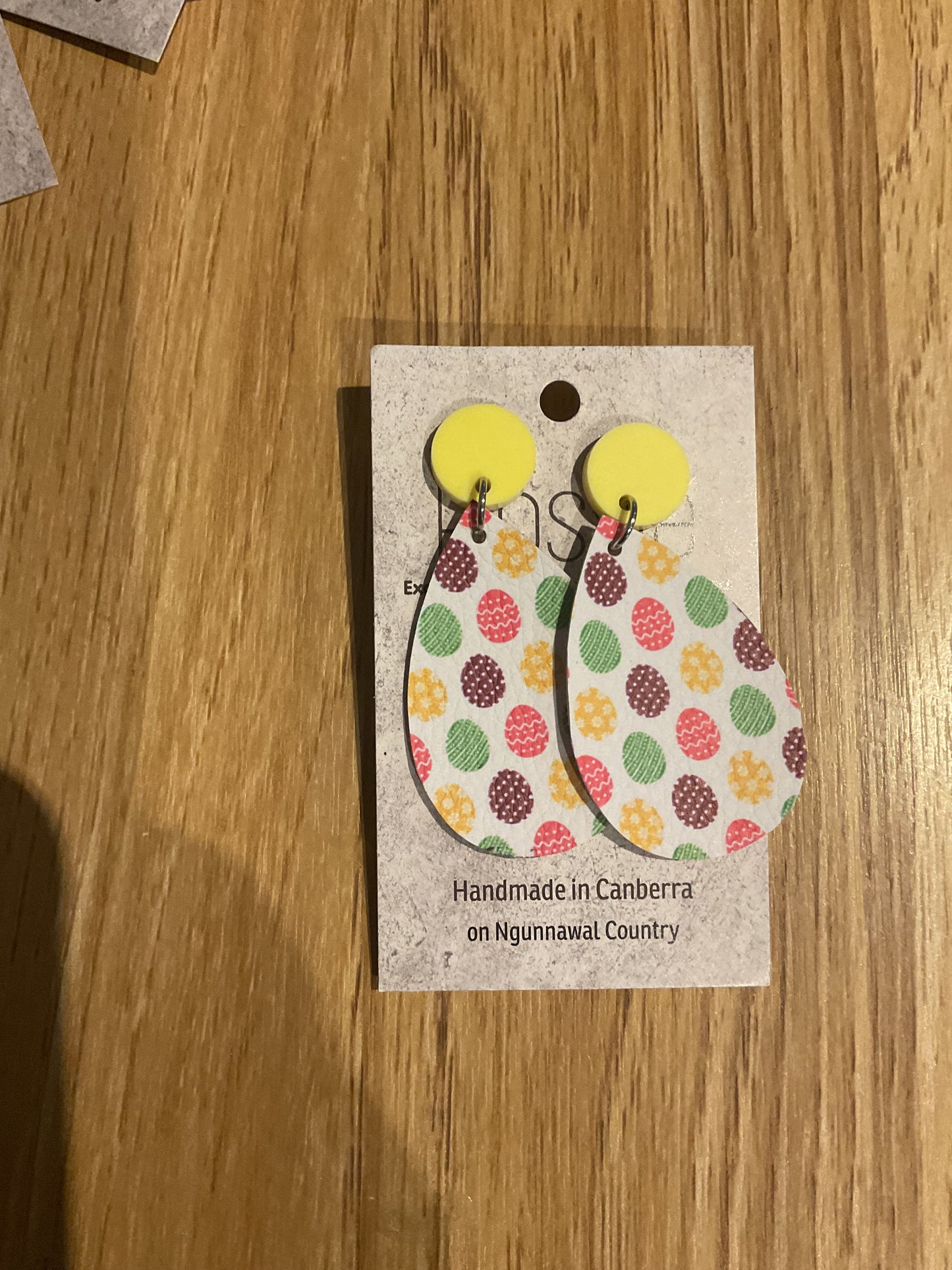 *Earrings Vinyl Easter Egg Print Dangles