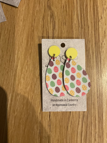 *Earrings Vinyl Easter Egg Print Dangles