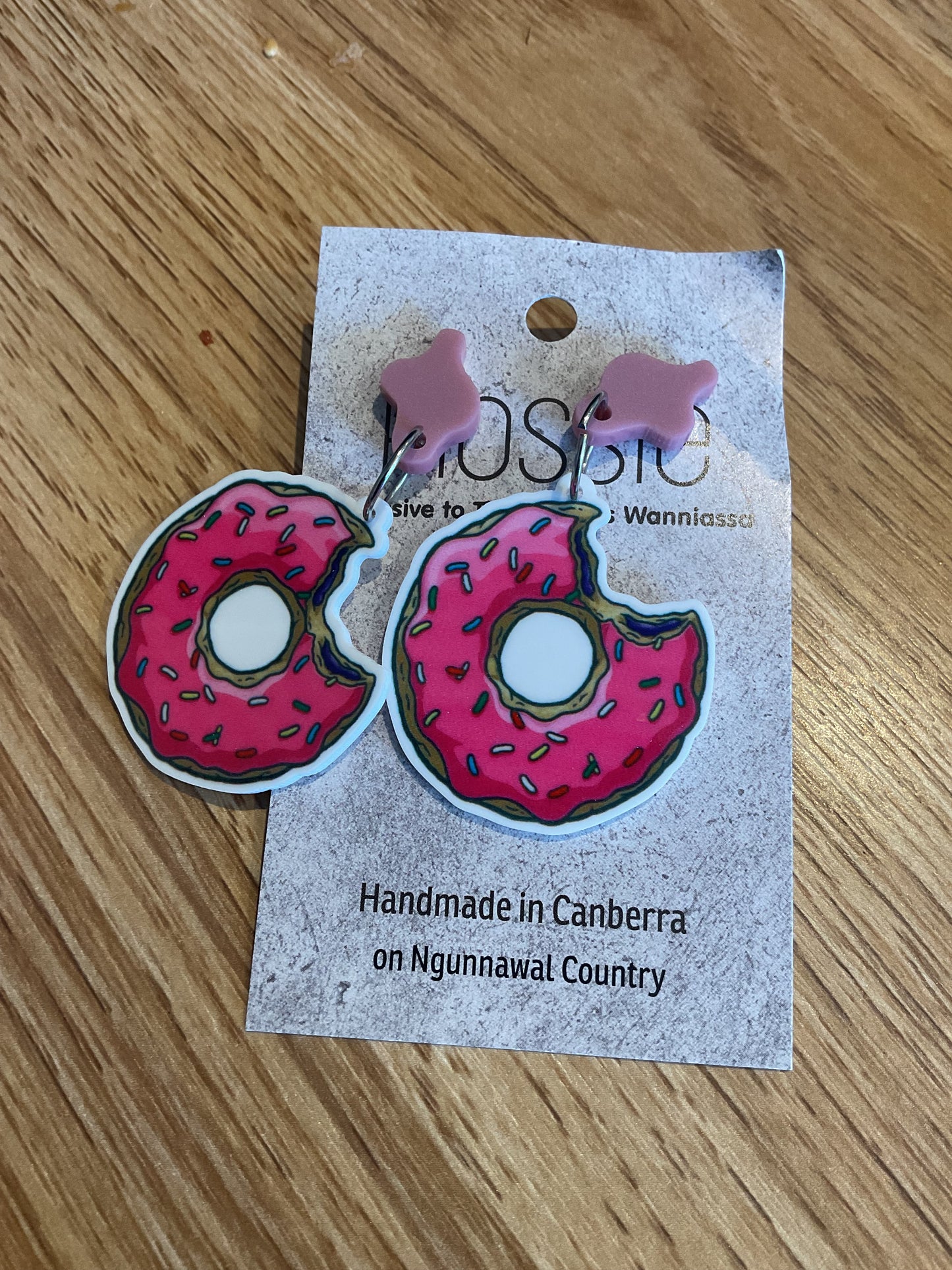 *Earrings Pink Doughnut Dangles