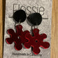 *Earrings Acrylic Red Mirror Flower Dangles