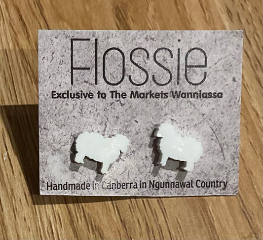 *Earrings White Sheep Studs