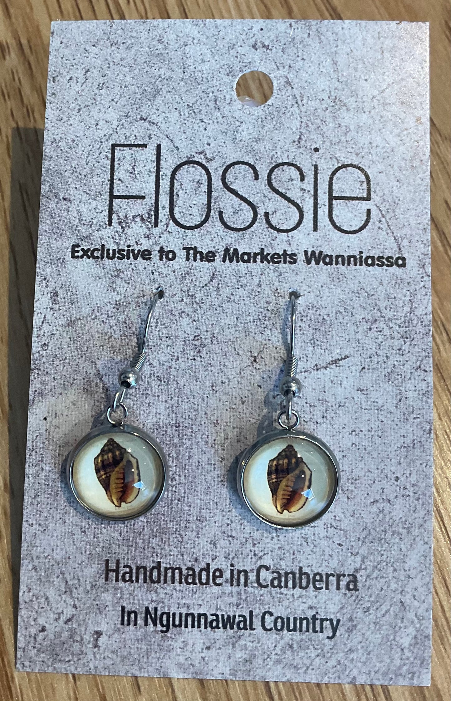 *Earrings Glass Dome Dangles Seashells