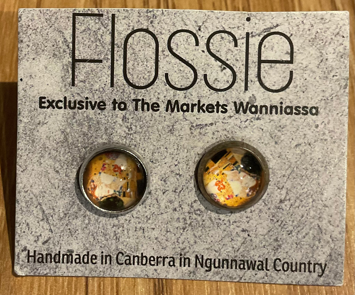 *Earrings Printed Glass Dome Studs