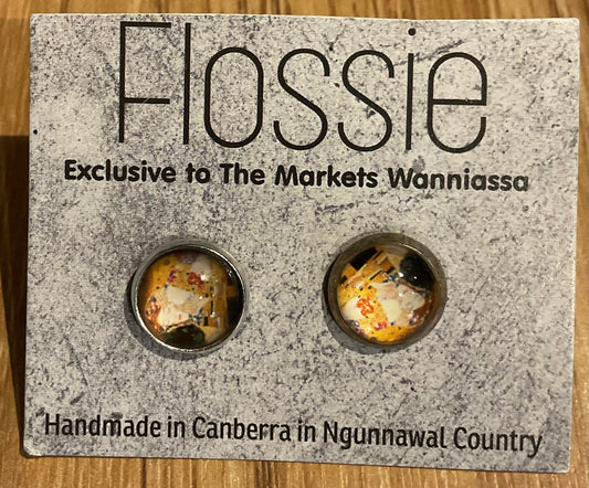 *Earrings Printed Glass Dome Studs