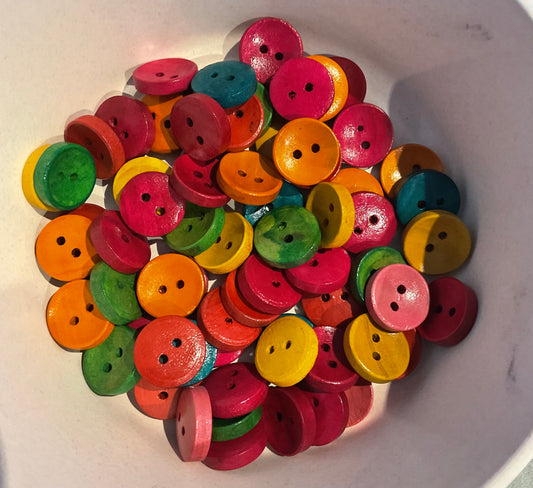 *Loose Buttons - Wooden Colourful