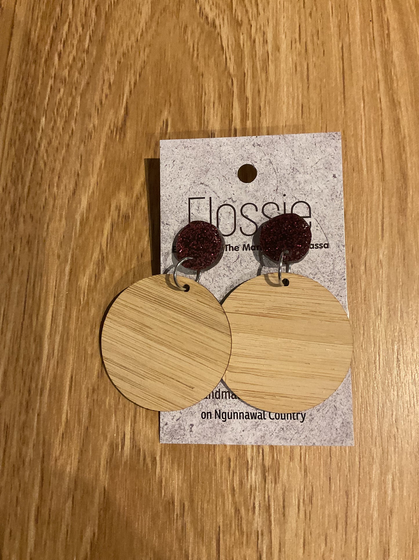 Earrings Bamboo Circle with Glitter Dangles