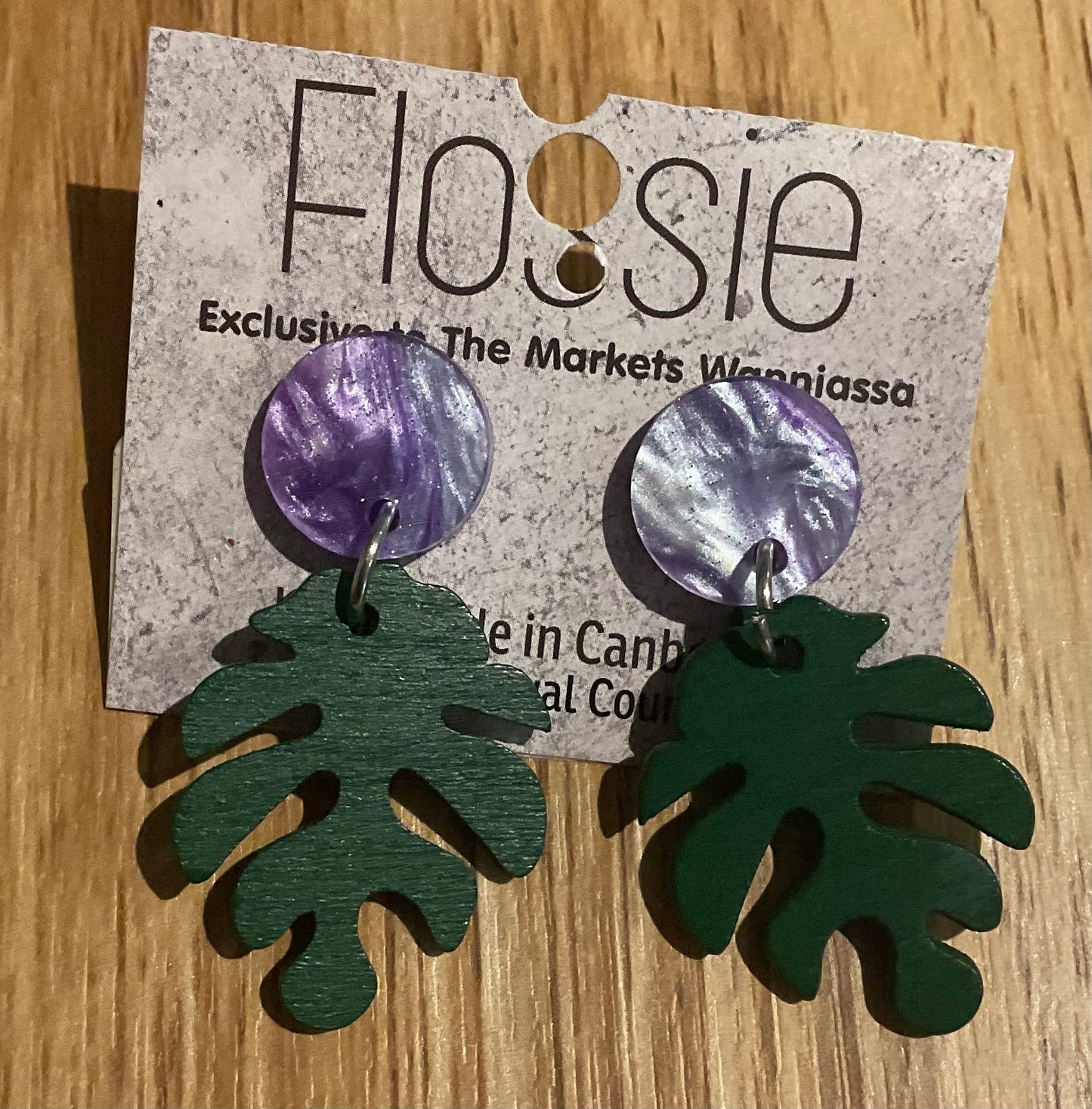*Earrings Wooden Leaves Dangles