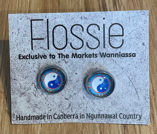 *Earrings Mandala Glass Dome Studs