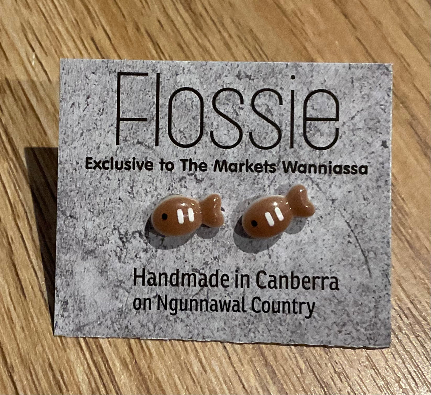 *Earrings Brown Fish Studs
