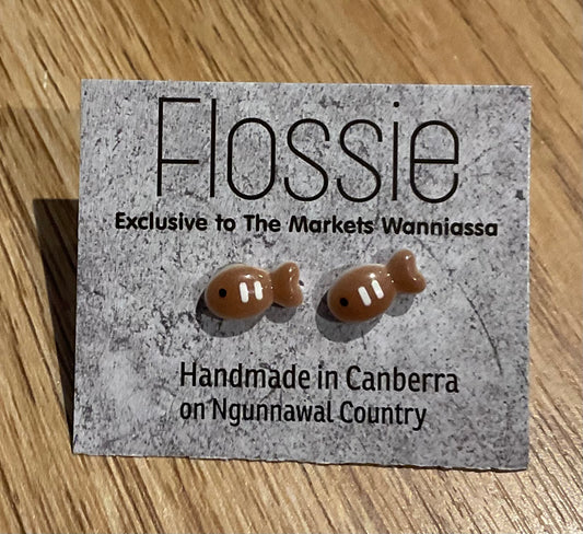 *Earrings Brown Fish Studs