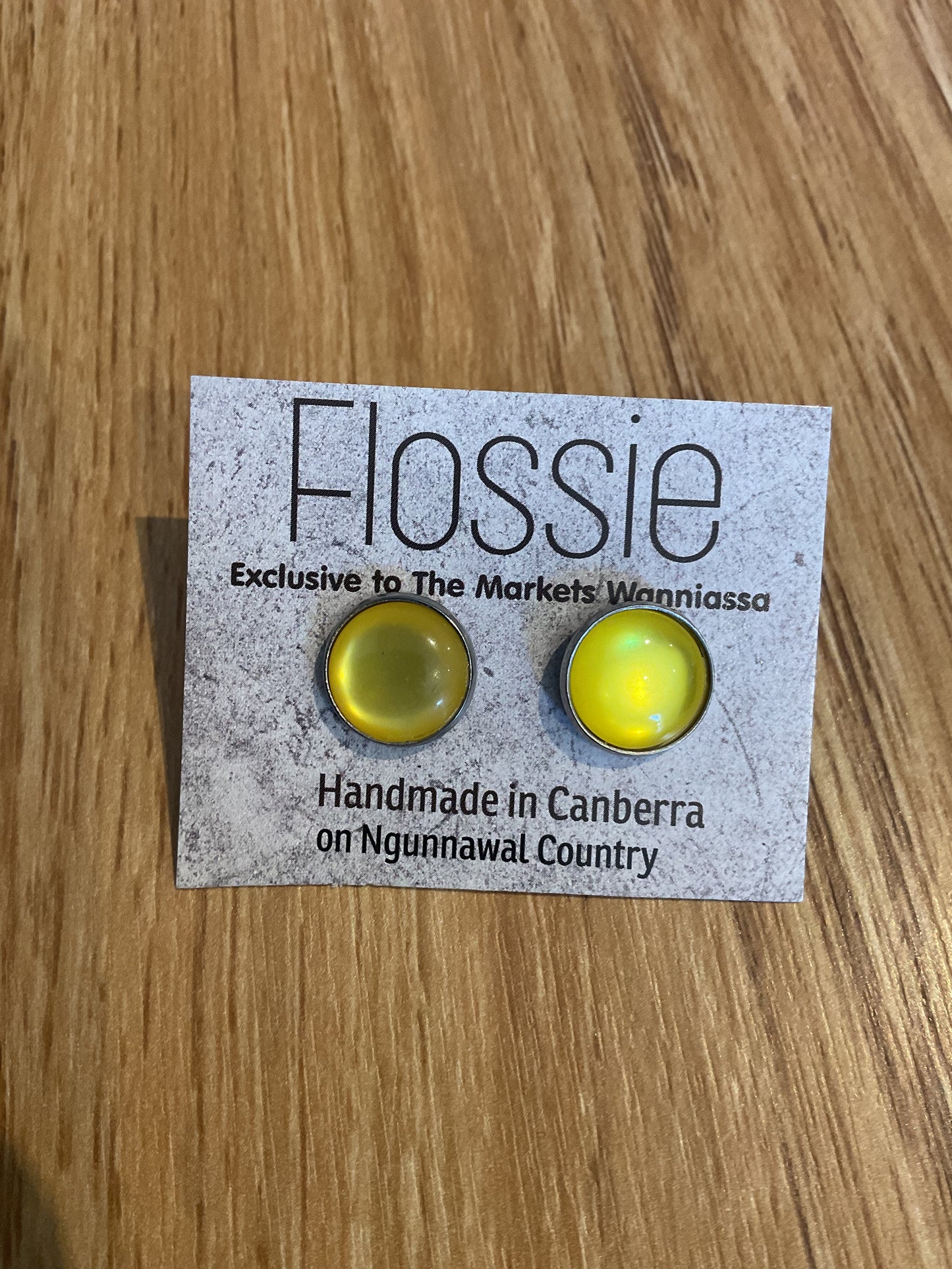 *Earrings Glass Dome Studs Sunshine
