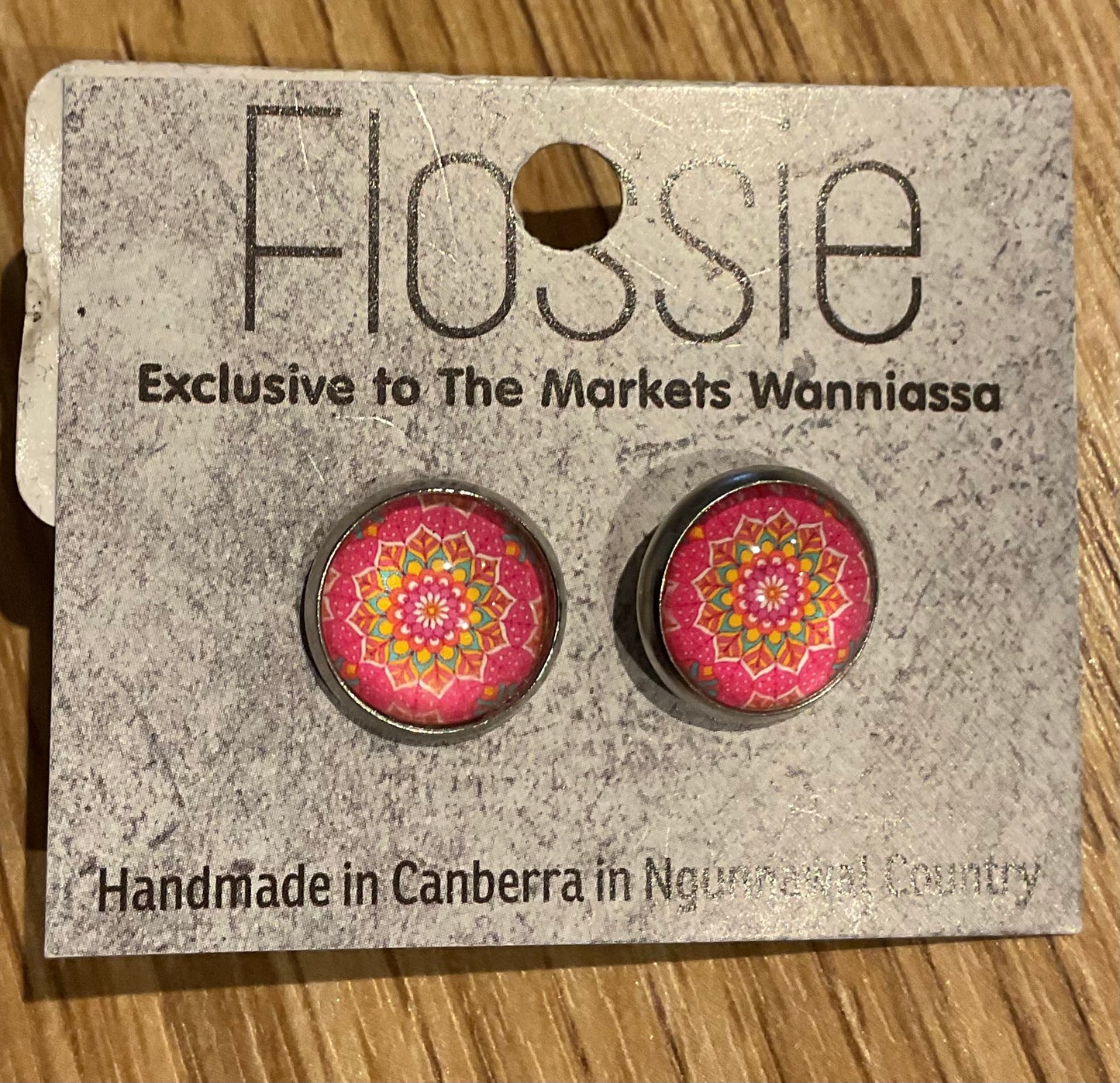 *Earrings Pink Mandala Glass Studs
