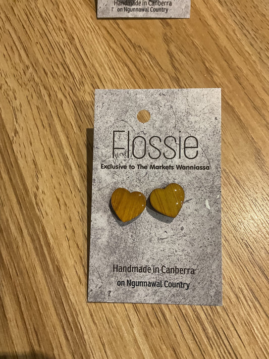 Earrings Resin Hearts  Yellow