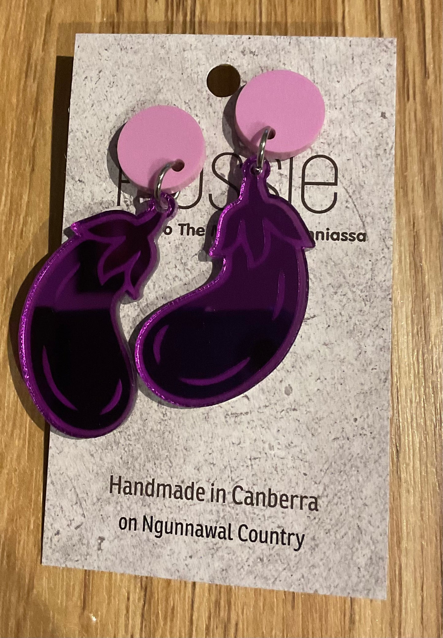*Earrings Acrylic Eggplant Dangles