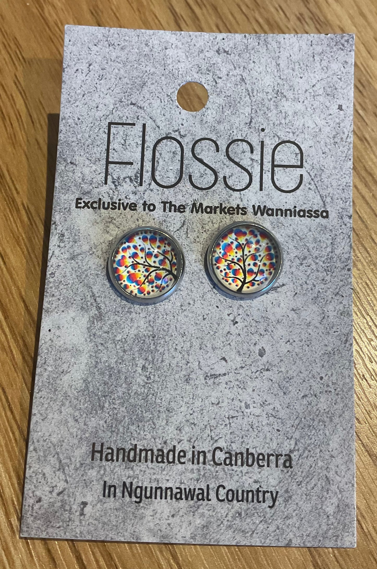 *Earrings Colourful Tree Glass Studs