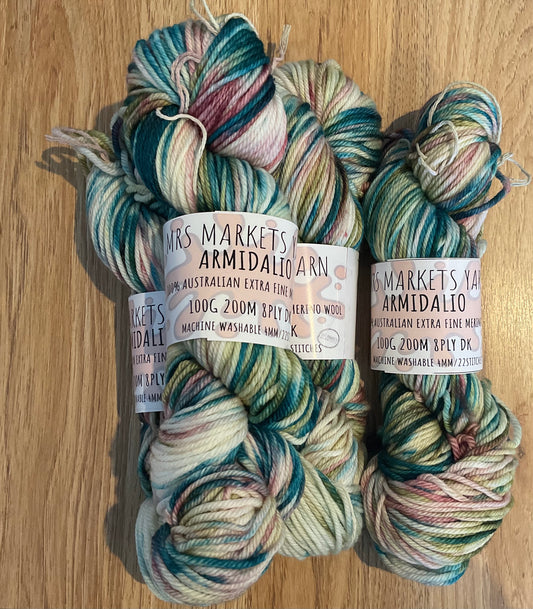 *Armidalio 8ply Hand Dyed Merino Yarn Warmth