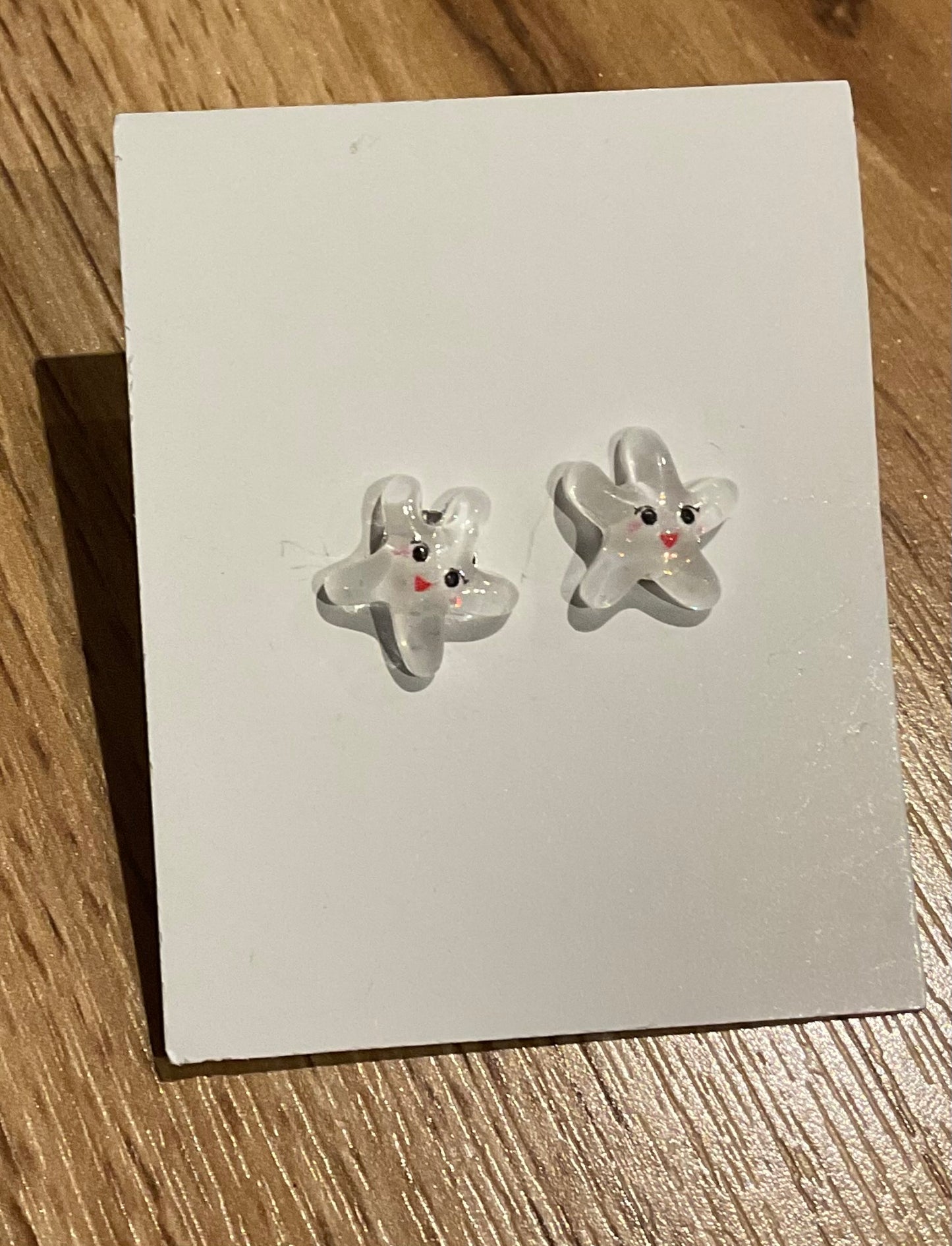 *Earrings White Starfish Studs