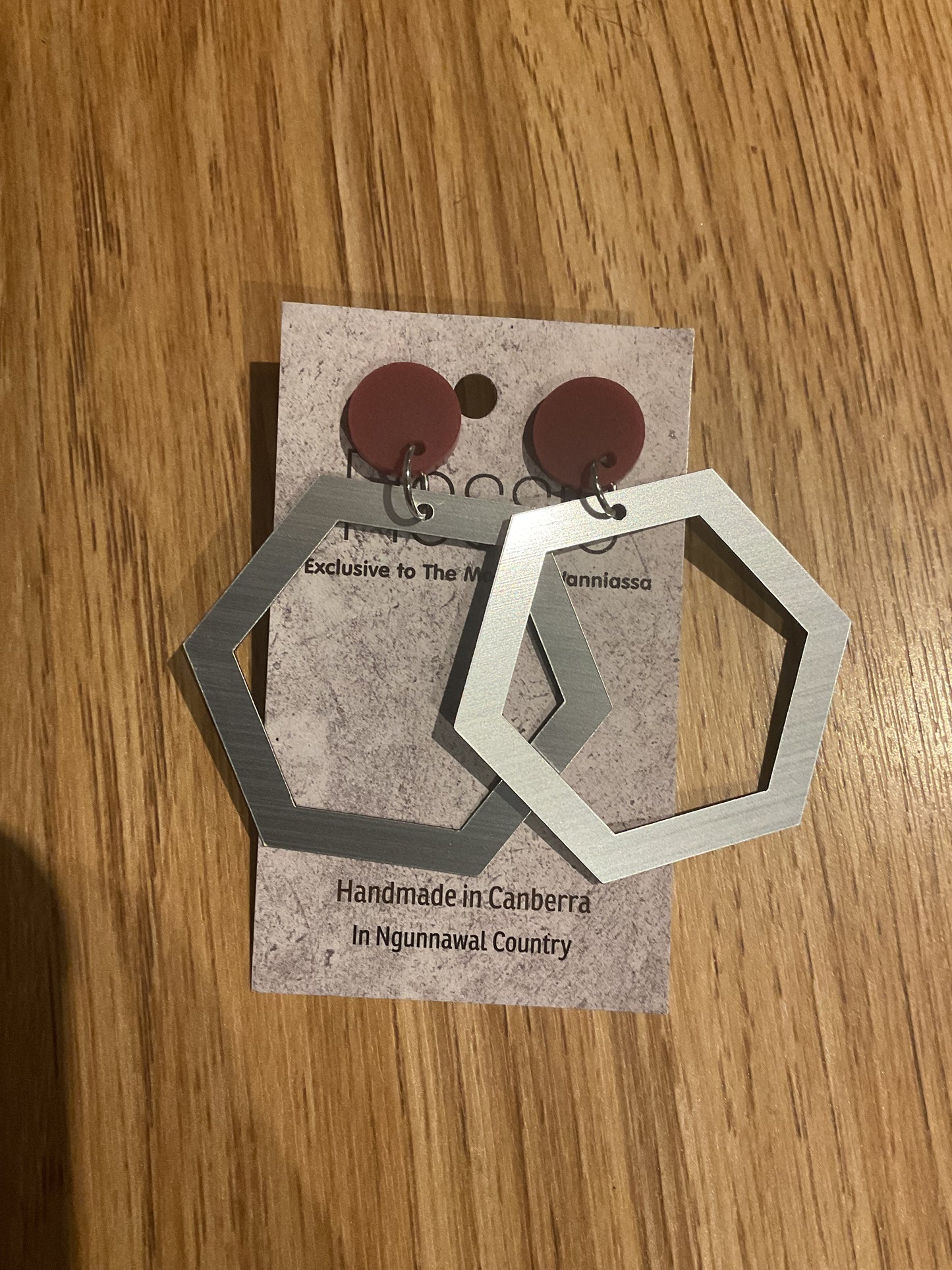 *Earrings Silver Hexagon Dangles