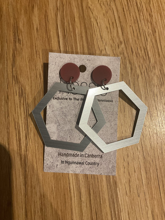 *Earrings Silver Hexagon Dangles