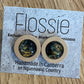 *Earrings Wooden Gold Leafy Print Dome Studs