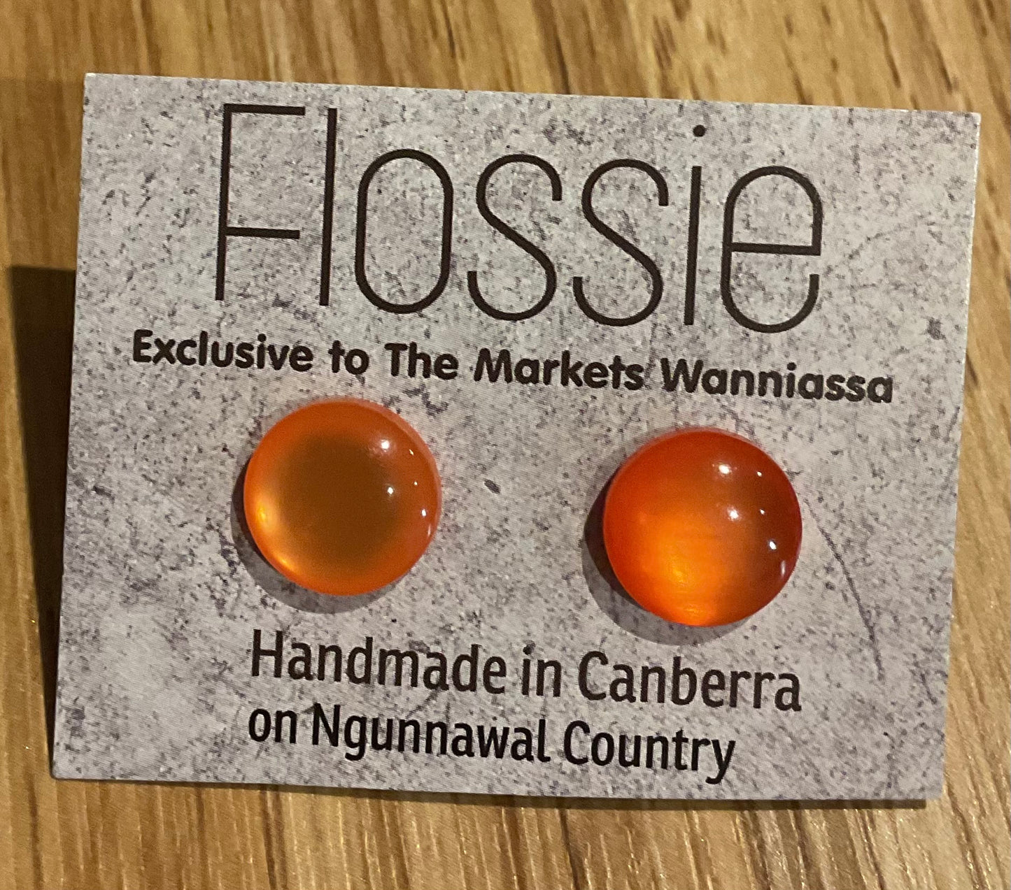 *Earring Orange Dome Studs