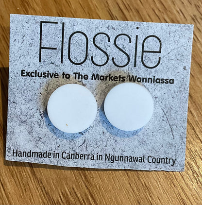 *Earrings White Acrylic Round Studs