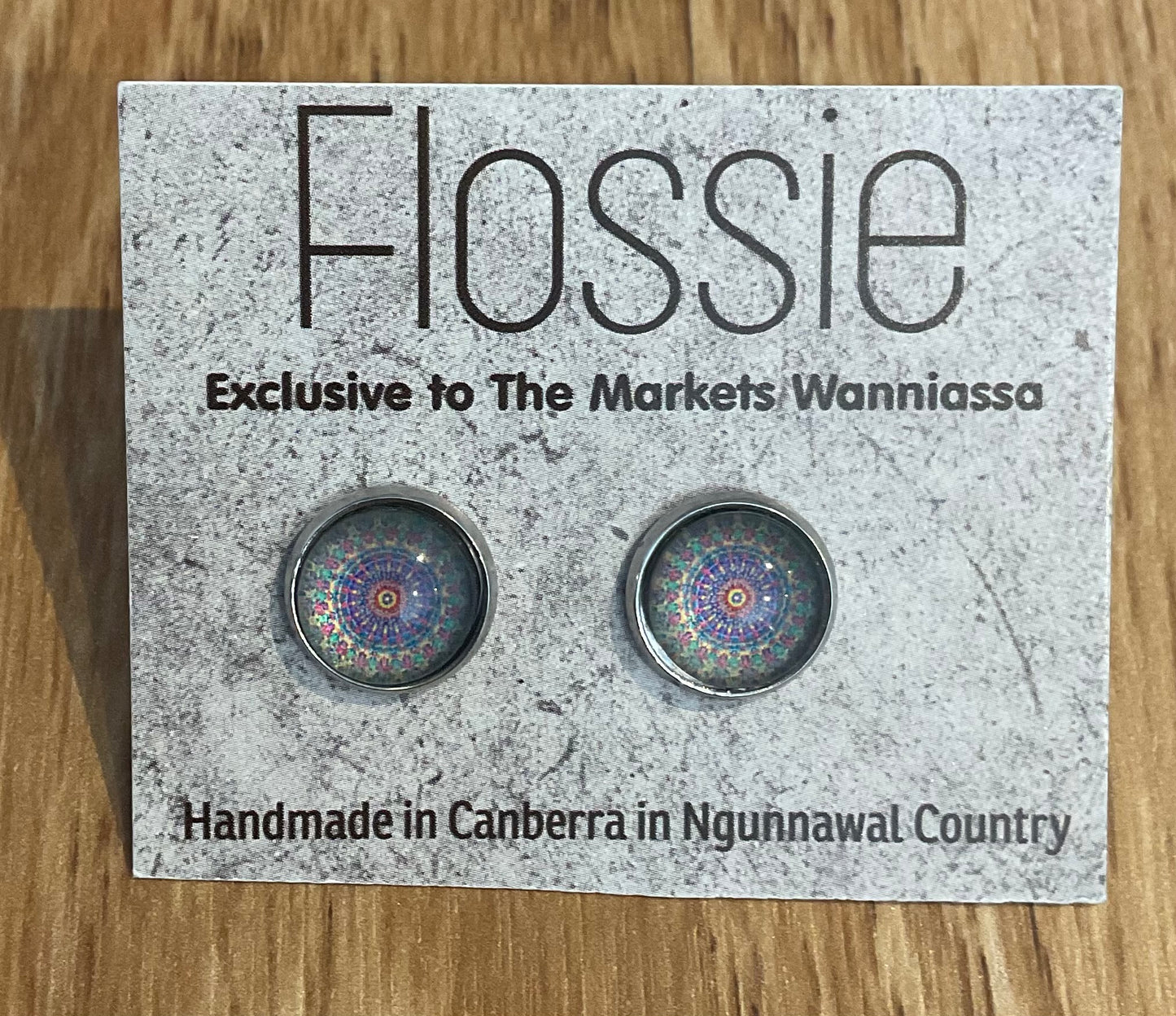 *Earrings Mandala Glass Dome Studs