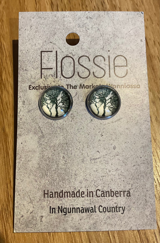*Earrings Creepy Tree Glass Dome Studs