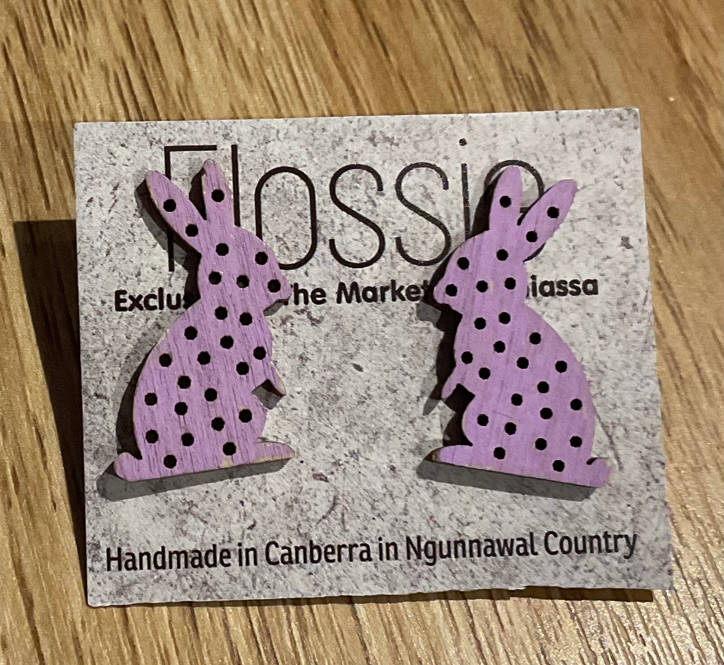 *Earrings Hand Painted Mauve Bunny Studs