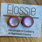 *Earrings Wooden Pearly Pink Dome Studs