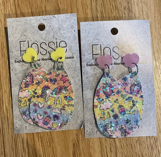 *Earrings Glitter Unicorn Dangles
