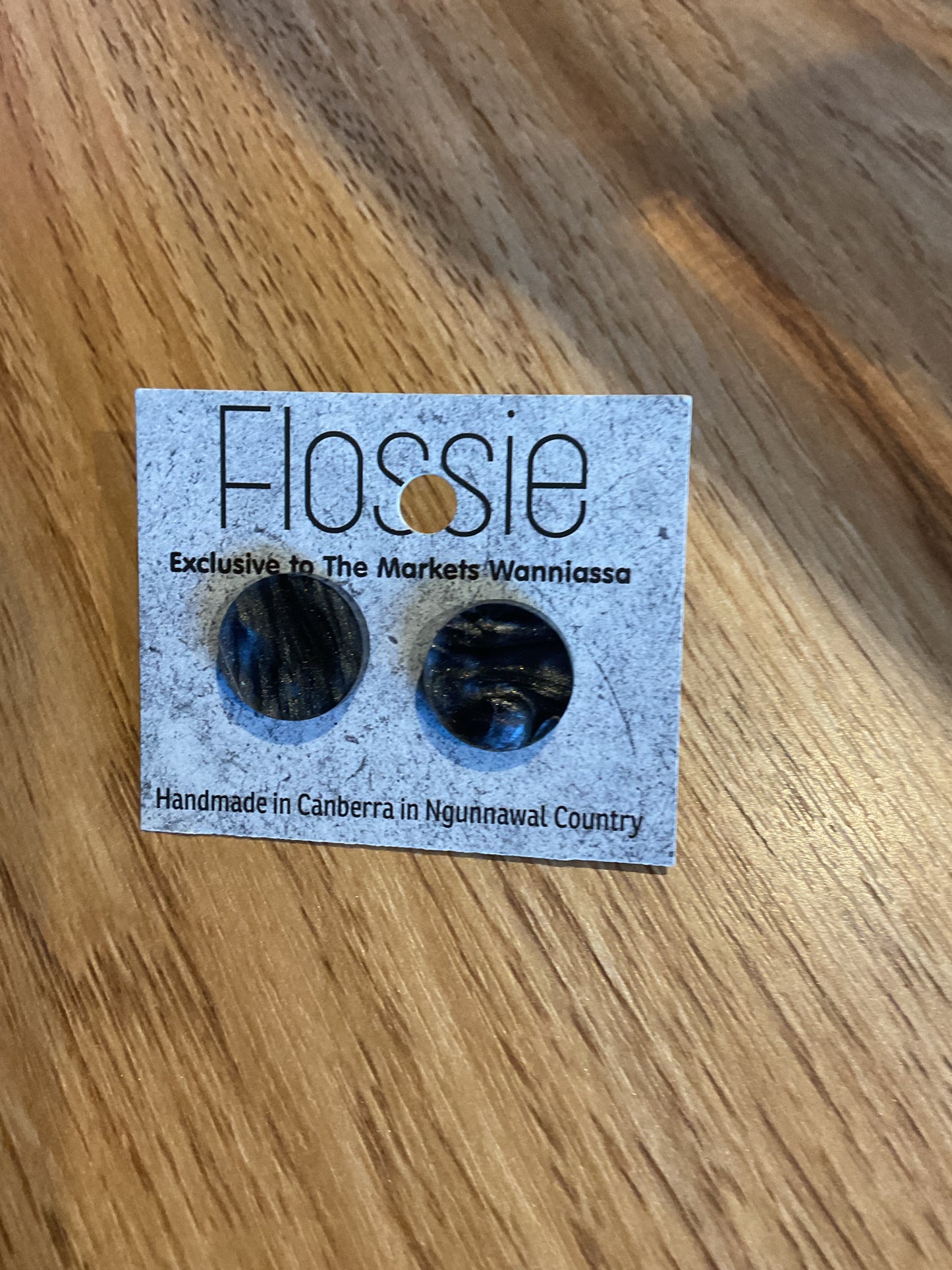 *Earrings Black Round Studs