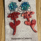*Earrings Acrylic Pink Pearl Flower Dangles