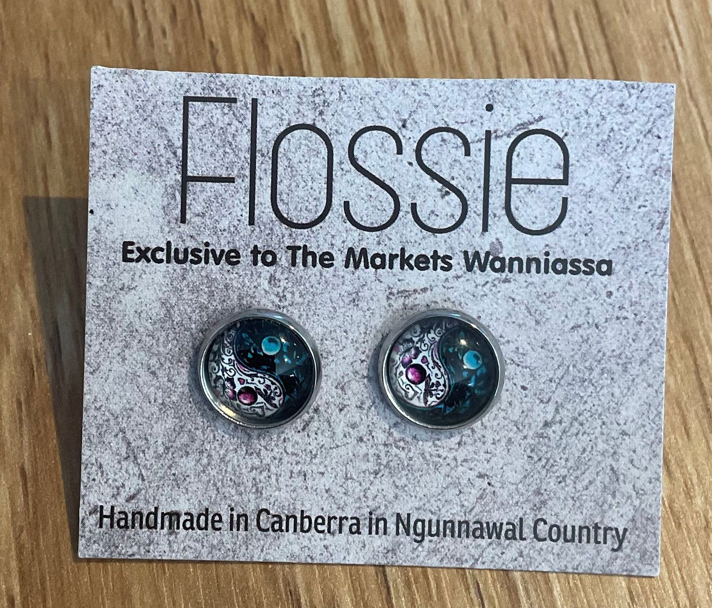 *Earrings Mandala Glass Dome Studs