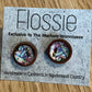 *Earrings Wooden Rainbow Marble Dome Studs