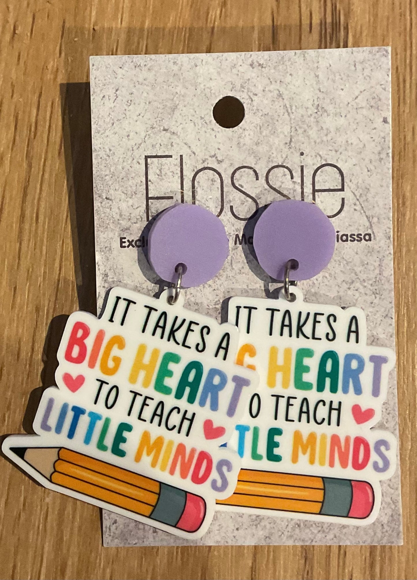 *Earrings Big Heart Teacher Dangles