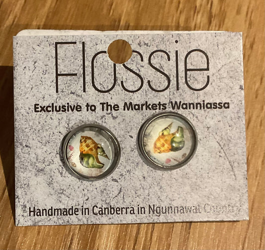 *Earrings Seashell Glass Studs