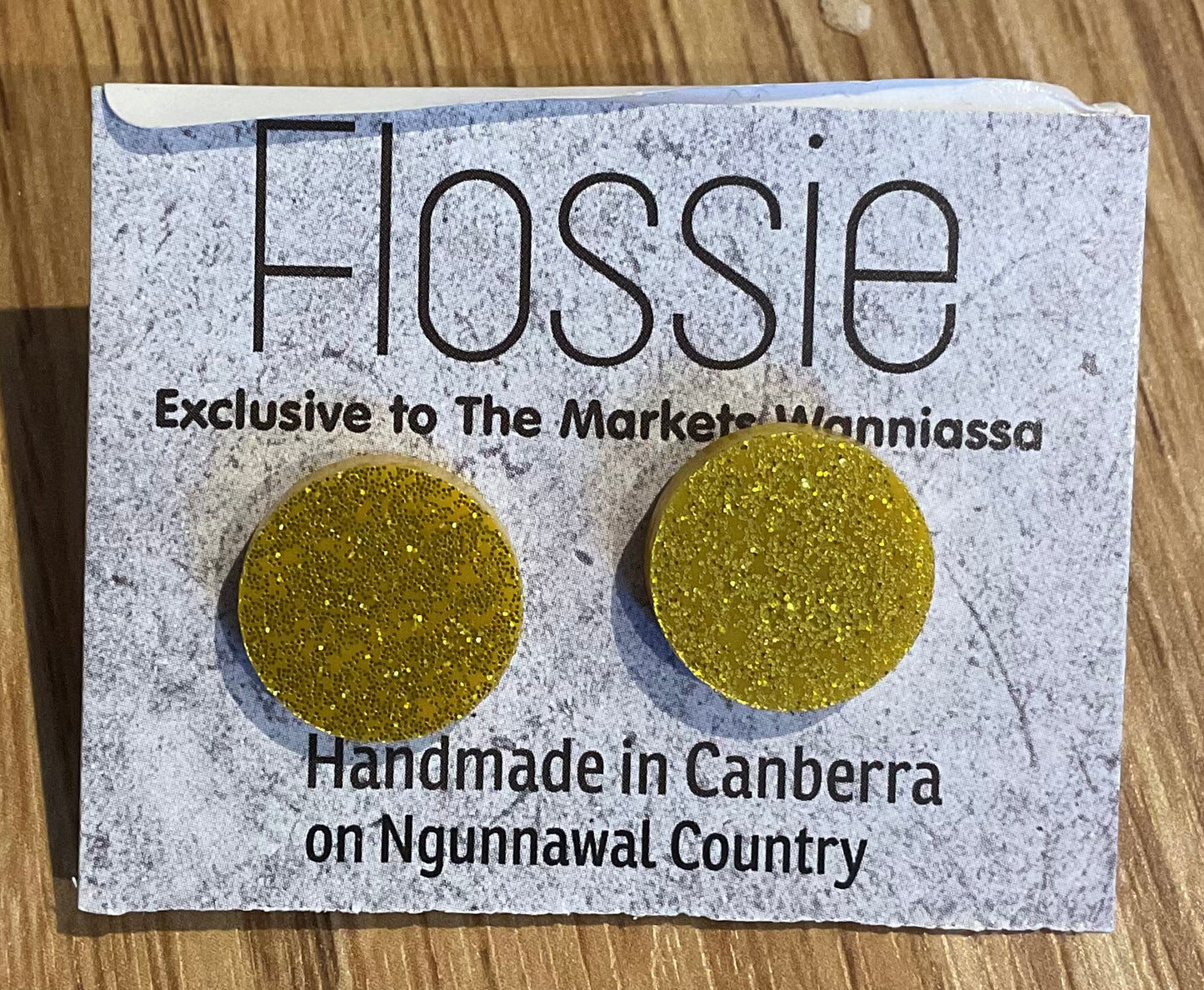 *Earrings Glitter Yellow Studs
