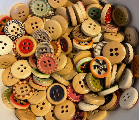 *Loose Buttons -Wooden Printed